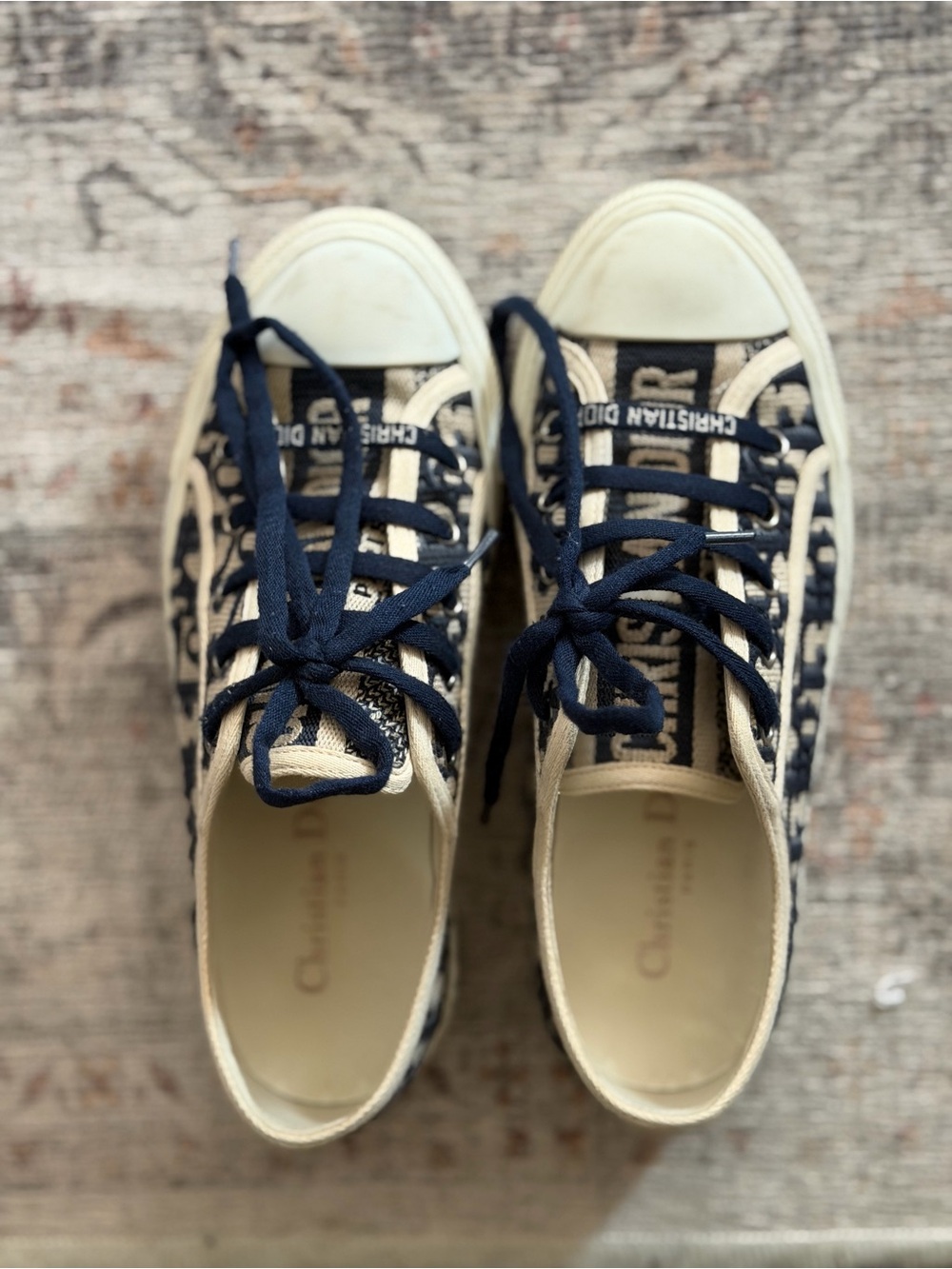 Dior Navy & Beige Logo Low-Top Sneakers